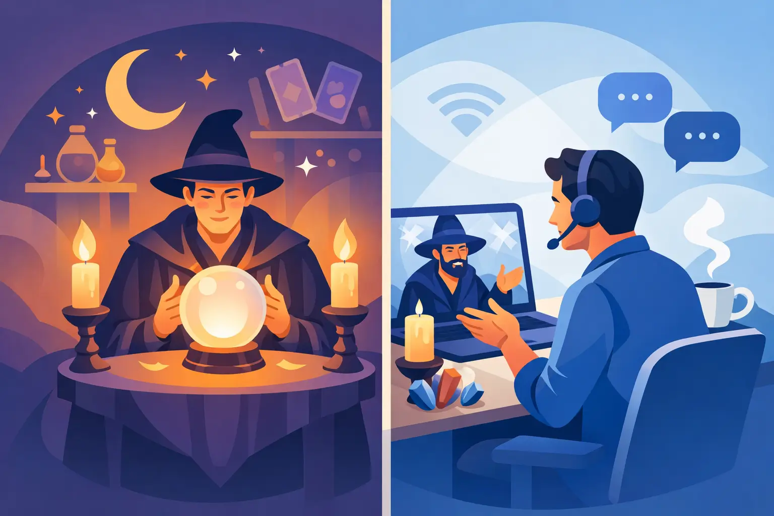 Brujo presencial o virtual: cuál te conviene